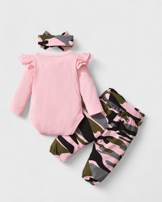 3 Pc Baby Girl Camo Print Pants Set