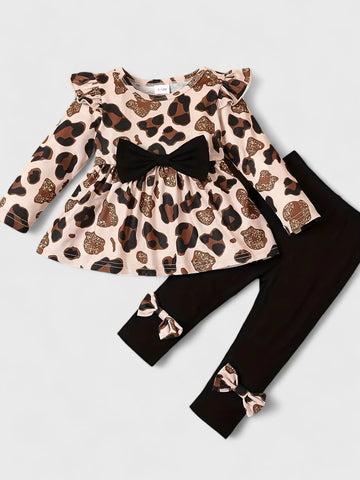 2 Pc Baby Girl Sparkle Leopard Print Top & Pant set