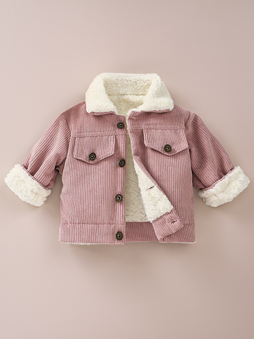 Baby Boy Girl Corduroy Fleece Thermal Lined Jacket