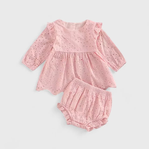 2 Pc Baby Girl Ruffle Eye Shirt & Shorts Set