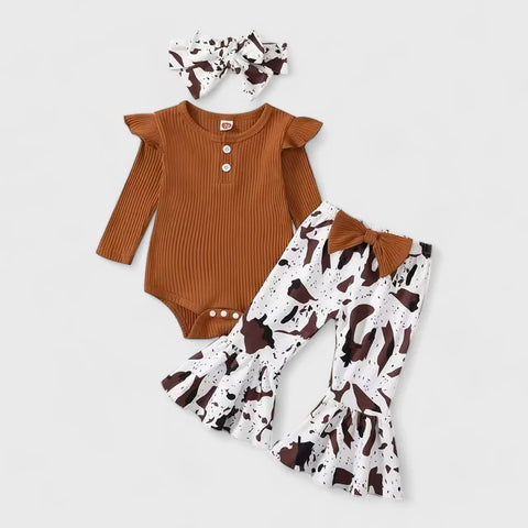 3 Pc Baby Girl Leopard Flare Pants and Bodysuit