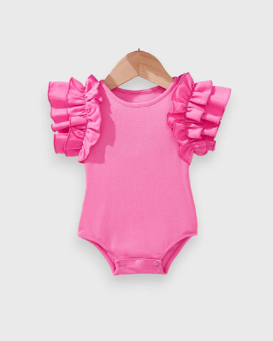 Baby Girl Ruffle Shoulder Ribbed Bodysuit