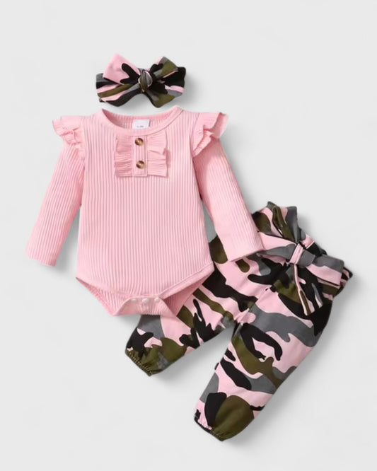 3 Pc Baby Girl Camo Print Pants Set