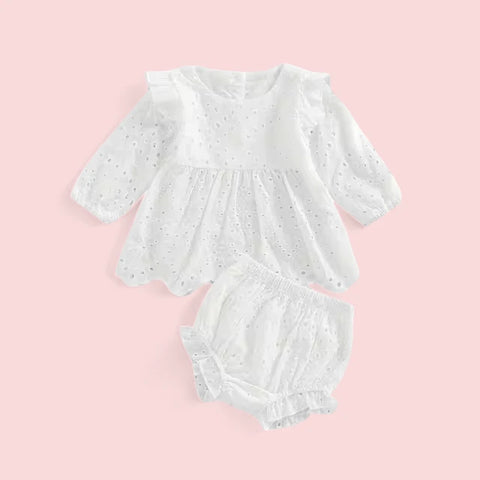 2 Pc Baby Girl Ruffle Eye Shirt & Shorts Set