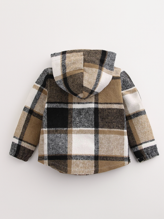 Baby Boy Hooded Flannel Plaid Button Up Shirt