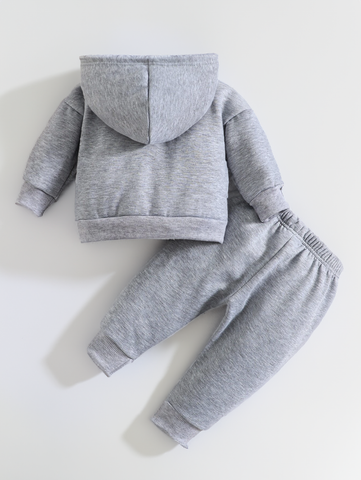 Baby Boy Girl Fleece Lined Hoody Pants Sweatsuit Set