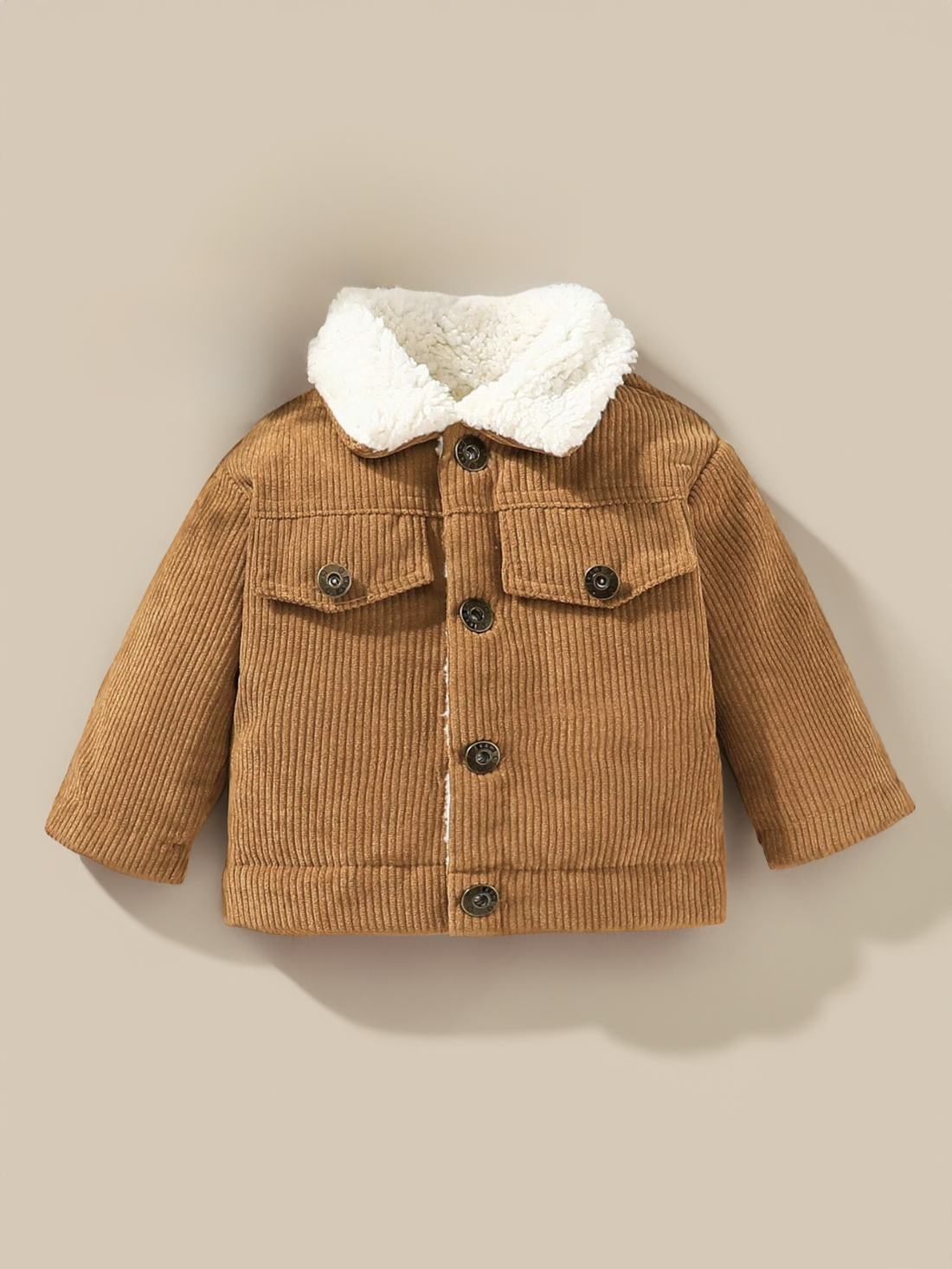 Baby Boy Girl Corduroy Fleece Thermal Lined Jacket