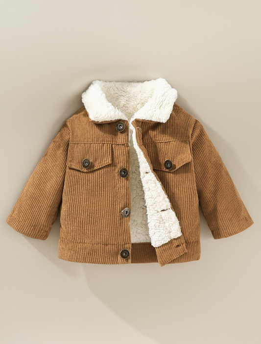 Baby Boy Girl Corduroy Fleece Thermal Lined Jacket