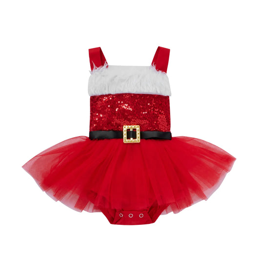 Baby Girl Sequin Santa Bodysuit Dress