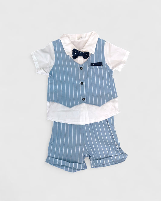 CL-2 Pc Baby Boy 2 in 1 Stripe Vest Shirt Set