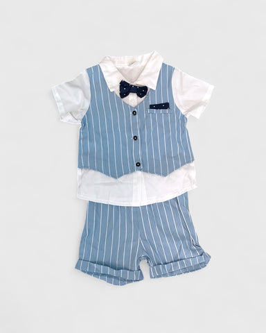 CL-2 Pc Baby Boy 2 in 1 Stripe Vest Shirt Set