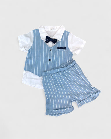 CL-2 Pc Baby Boy 2 in 1 Stripe Vest Shirt Set