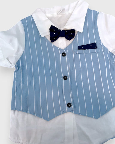 CL-2 Pc Baby Boy 2 in 1 Stripe Vest Shirt Set