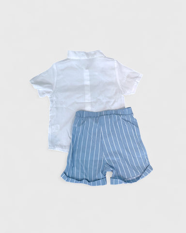 CL-2 Pc Baby Boy 2 in 1 Stripe Vest Shirt Set