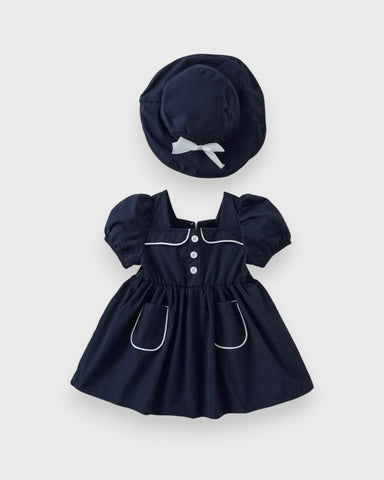 2 Pc Baby Girl Contrast Piping Sailor Set