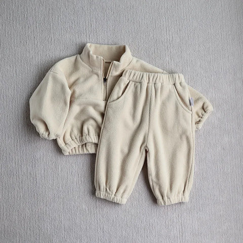 2 Pc Baby Quarter Zip Fleece Sweat Suit