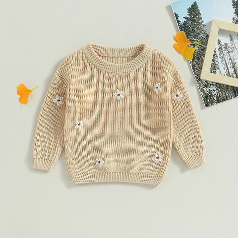 Baby Toddler Girls Spring Flower Knit Sweater