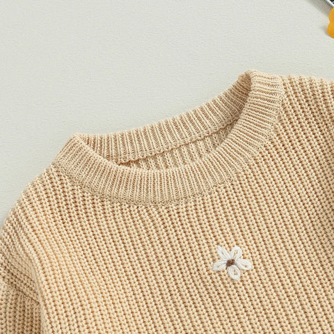 Baby Girls Autumn Yarn Flower Knit Sweater