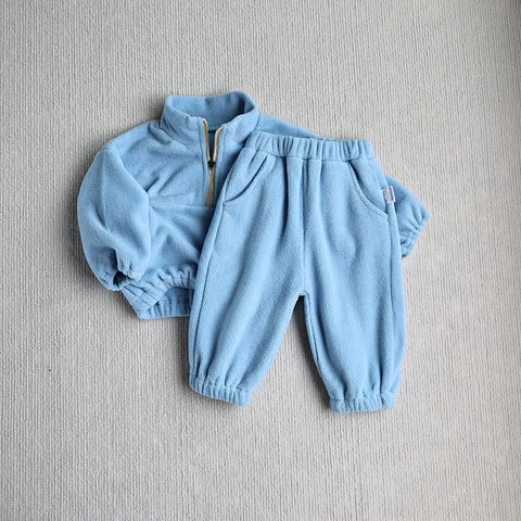 2 Pc Baby Quarter Zip Fleece Sweat Suit