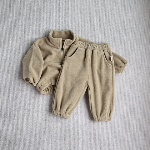 2 Pc Baby Quarter Zip Fleece Sweat Suit