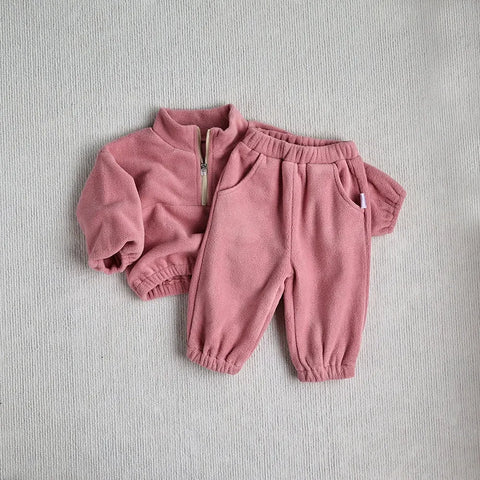 2 Pc Baby Quarter Zip Fleece Sweat Suit