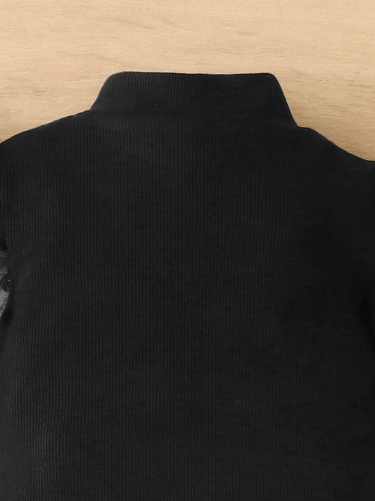 CL- Baby Girl Mock Neck sheer Polka Dot Puff Sleeve bodysuit