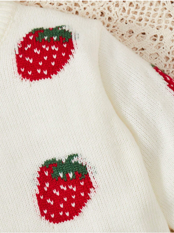 Baby Girl Strawberry Knit Crewneck Sweater