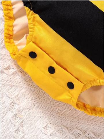 2 Pcs Baby Girl Ruffle Lady Bug Bumble Bee Yellow Black Stripe bodysuit