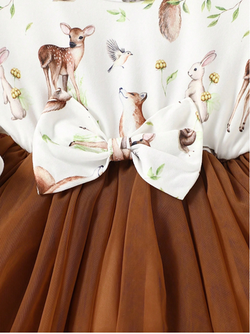 2 Pc Baby Girl Woodland Animals Tulle Dress