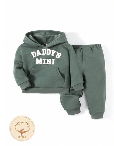 2 Piece Baby "Daddy's Mini" Hoody Sweat shirt and Pant Set