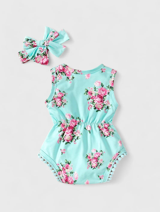 2 Pc Baby Girl Floral Print Bodysuit