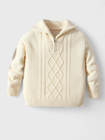 Toddler Boys Quarter Zip Cable Sweater