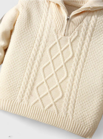 Toddler Boys Quarter Zip Cable Sweater