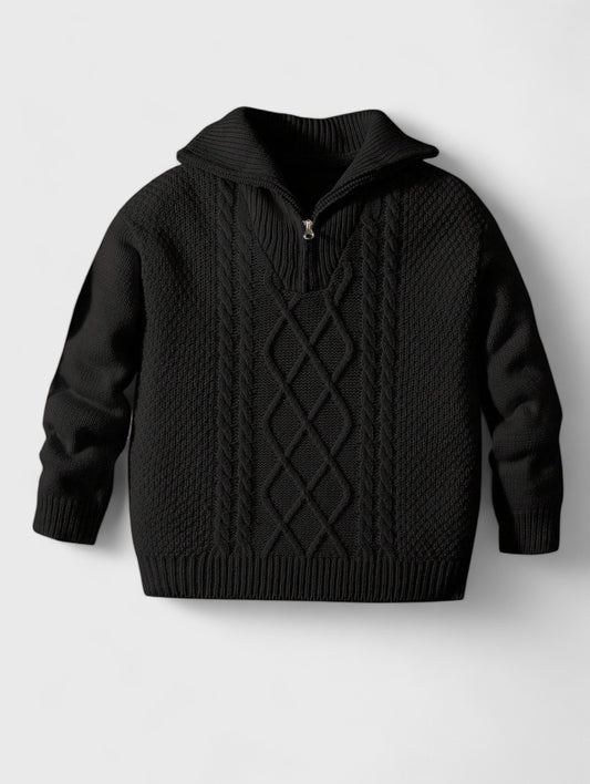Toddler Boys Quarter Zip Cable Sweater