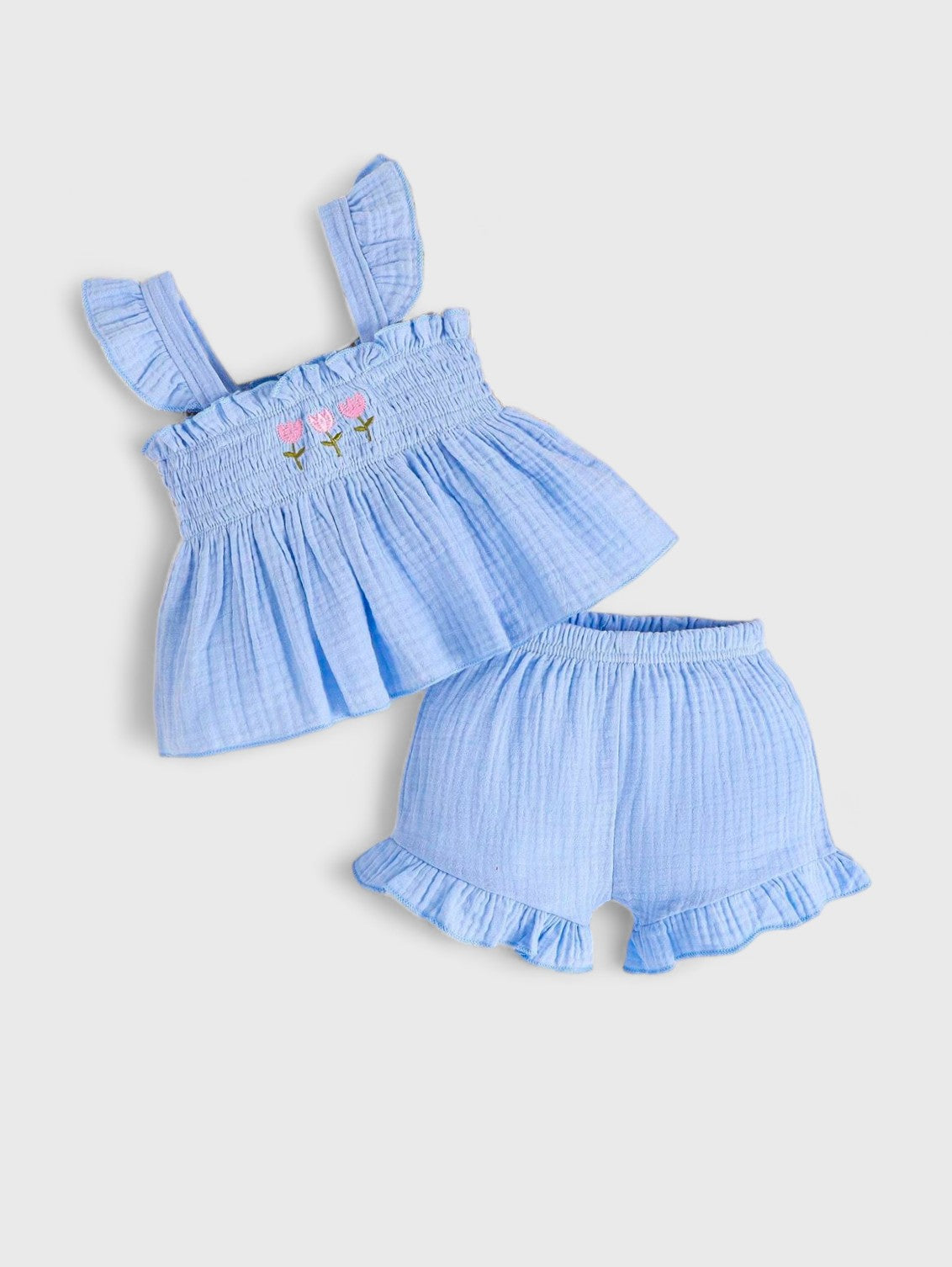 2 Pc Baby Girl Tulip Ruffle Tank Top & Shorts Set