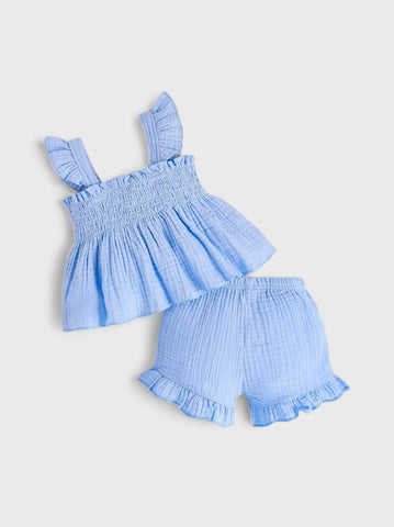 2 Pc Baby Girl Tulip Ruffle Tank Top & Shorts Set