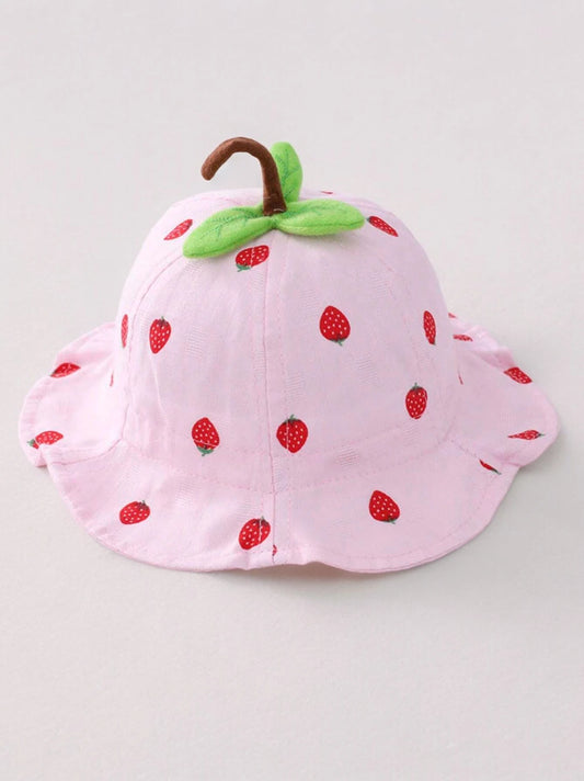 Baby Strawberry Shape Bucket Sun Hat