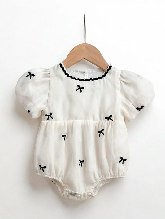 Baby Girl Bow Puff Sleeve Romper