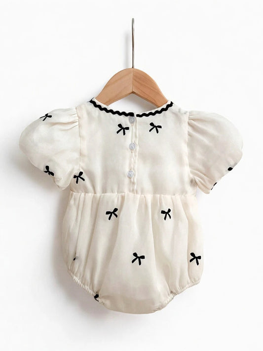 Baby Girl Bow Puff Sleeve Romper