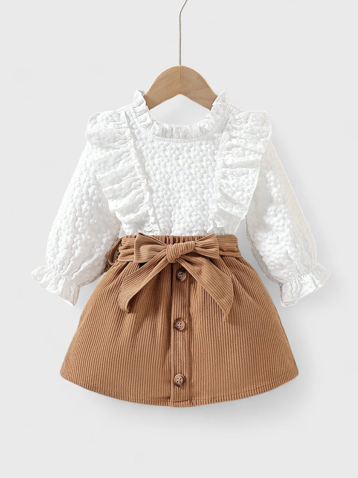 Baby Girl Ruffle Blouse and Corduroy Skirt 12 18 Months Rust