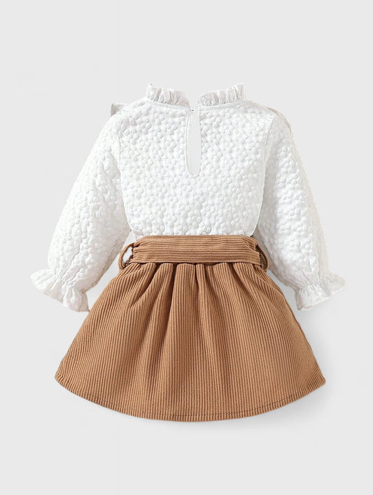 Baby Girl Ruffle Blouse and Corduroy Skirt