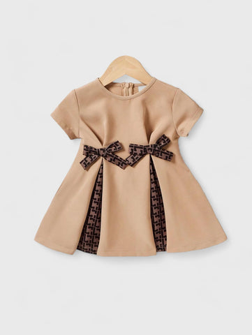 Baby Girl Color Block Bow Dress