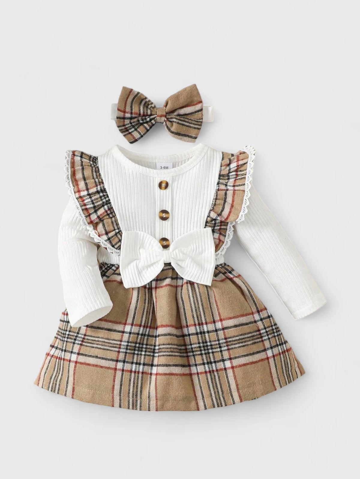 2 Pc Baby Girl Plaid Dress w/ Headband