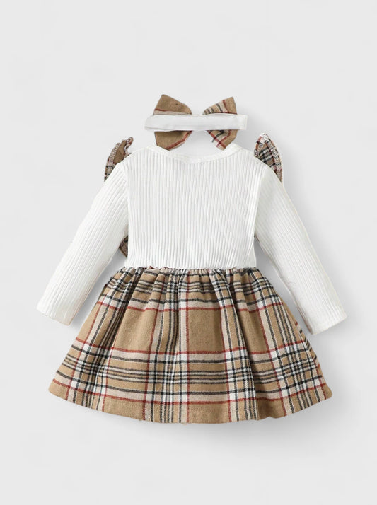 2 Pc Baby Girl Plaid Dress w/ Headband