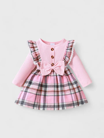 2 Pc Baby Girl Plaid Dress w/ Headband