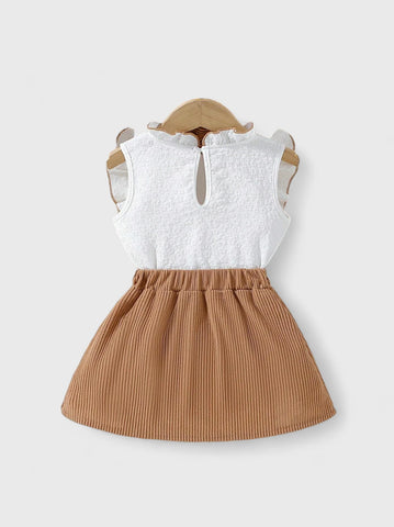 Baby Girl Ruffle Top and Cords Skirt Set