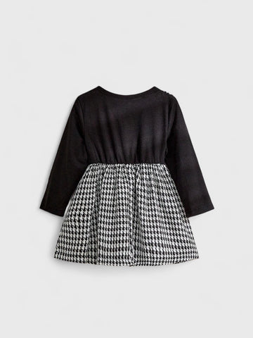 2 in 1 Baby Girl Houndstooth Pinafore Dress