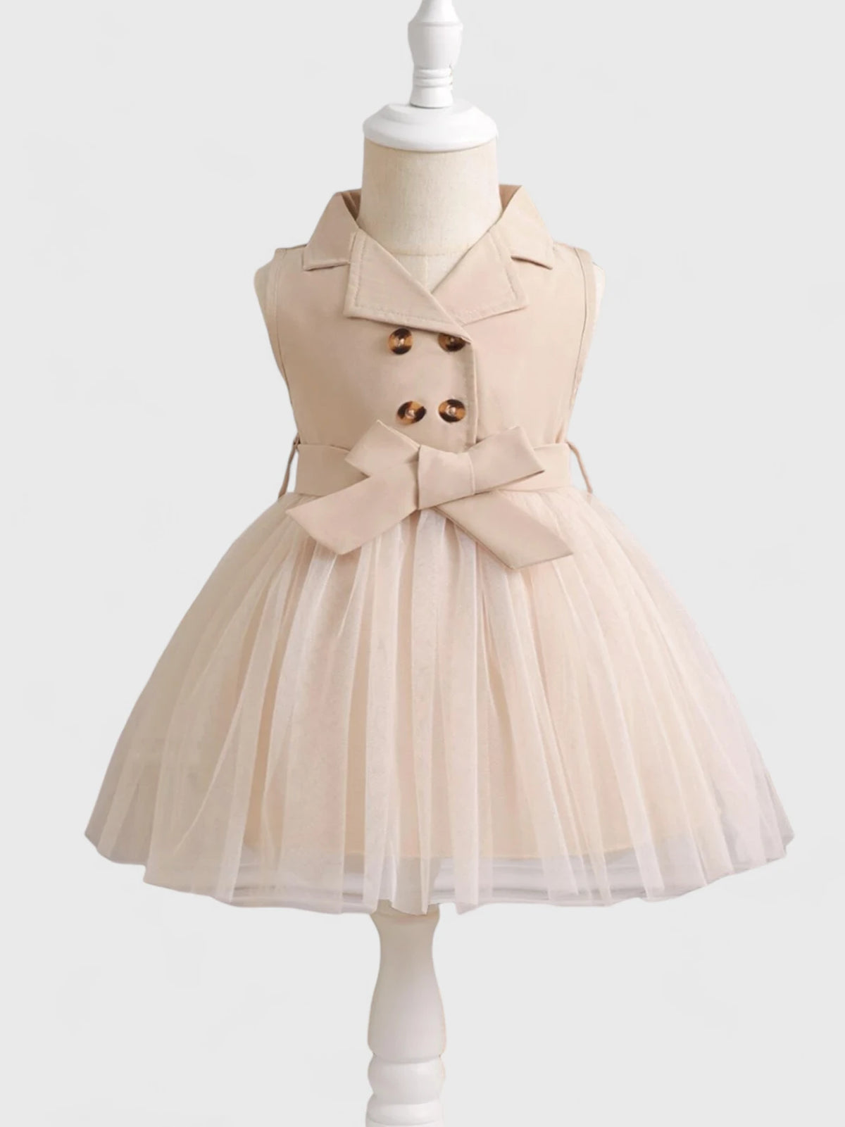 Baby Girl Trench Belted Mesh Dress