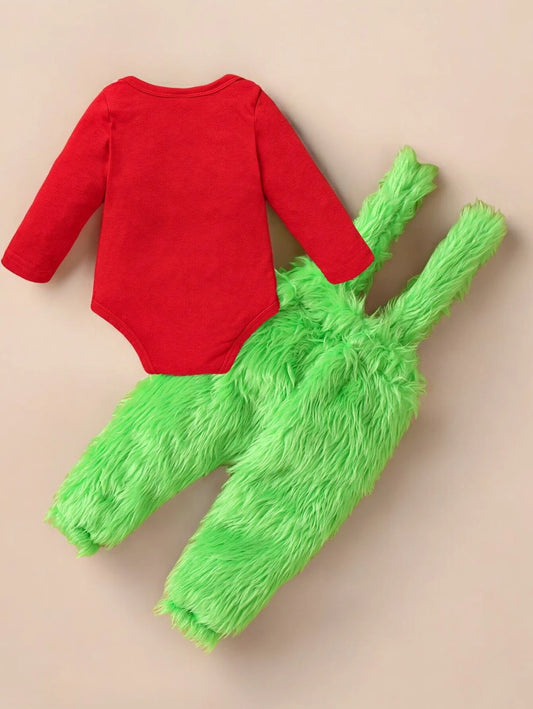 2 Pc Baby Stole Christmas Jumpsuit