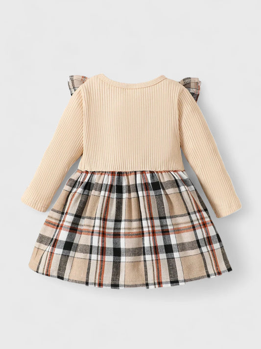 2 Pc Baby Girl Plaid Dress with Bow Headband